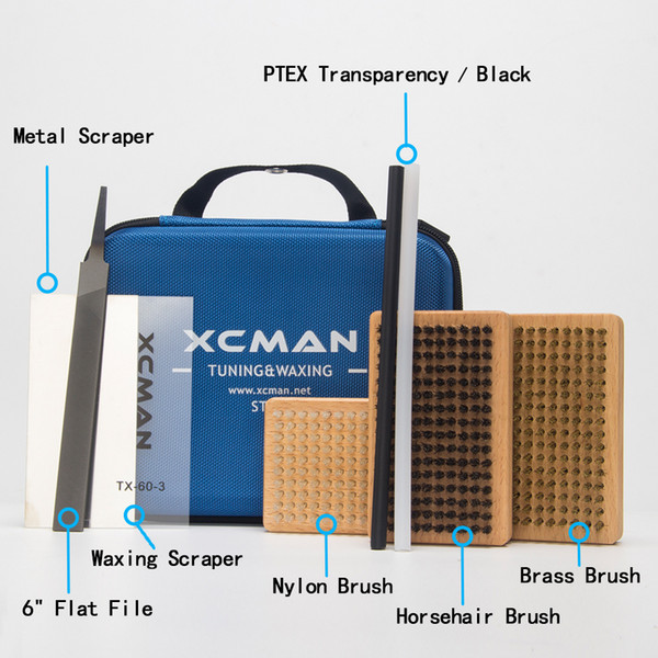 XCMAN Oxford Fabric 1680D Ski Snowboard Waxing And Tuning Brush Kit With Storge Bag For Travling and Storge Pouch Zipper STK-1