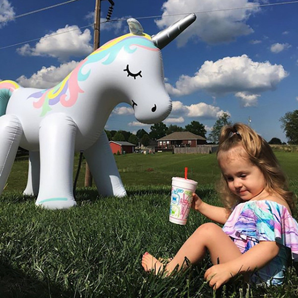 2PCS 1.6M Big Size Inflatable Spray Water Unicorn Ball hildren's Summer Outdoor Swimming Beach Pool Play The Lawn Play