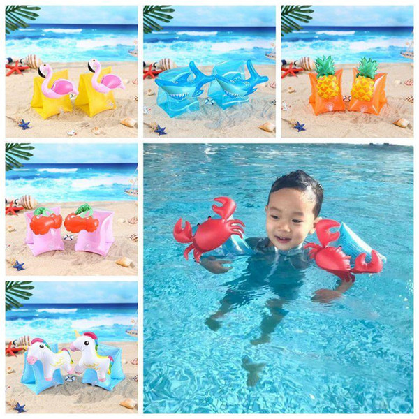 Baby Flamingo Swimming Arm Rings Crab Inflatable Arm Bands Cartoon Unicorn Arm Rings Kids Swim Accessories 2pcs/pair 50pair k289