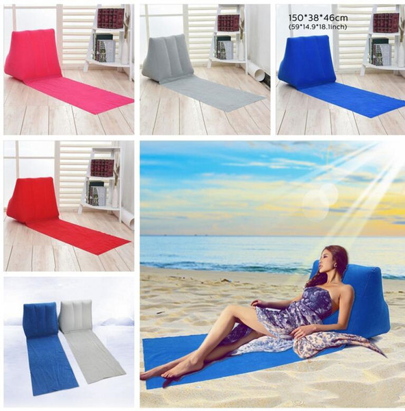 Inflatable Garden Lawn Pad Beach Mat Outdoor PVC Flocking Triangle Inflatable Pillow Cushions Pads 6 color