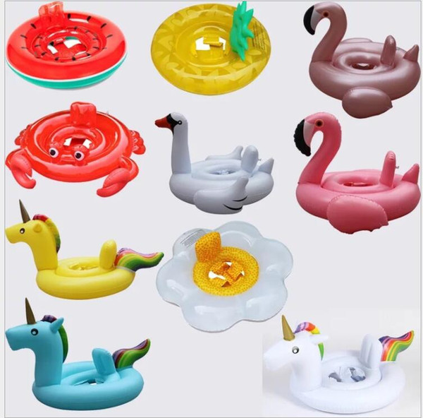 Baby Swimming Ring Unicorn Seat Inflatable Unicorn Pool Float Baby Summer Water Fun Pool Toy swan flamingo Kids Swimming float KKA5082