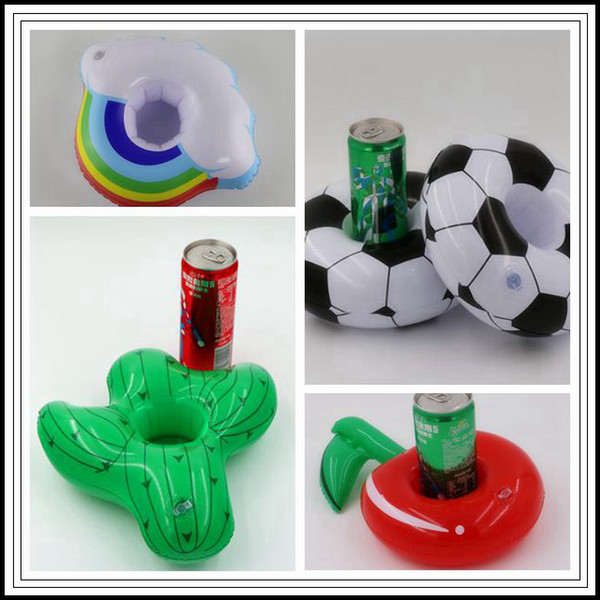 4 Styles Football Cup Holder Cherry Inflatable Drink Floating Party Beverage Boats Phone Stand Holder Cactus Pool Toys CCA10192 120pcs