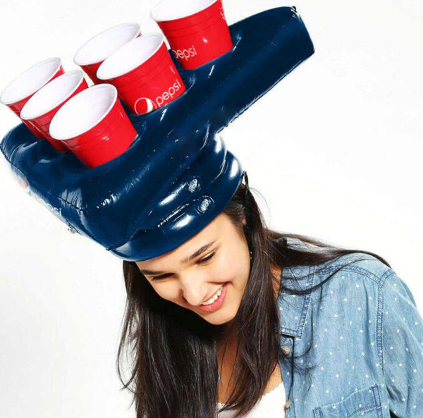 Inflatable Cup Holder Hats Rings Game Fun Lawn Toys Halloween Head Prop Funny Inflatable Hat pool toy LJJK1302