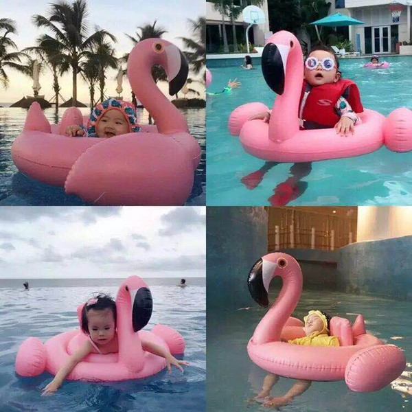 Children's swimming seat Baby baby spa seat Baby swimming ring Flamingo inflatable ring Thicken environmental protection free shipping