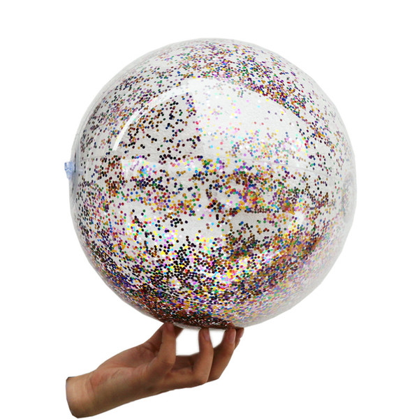 Sequins Mermaid Air Inflation Toy Transparent Fashion Summer Beach Ball Folding Portable Waterplay Toys PVC Solid Free Shipping 8xlI1