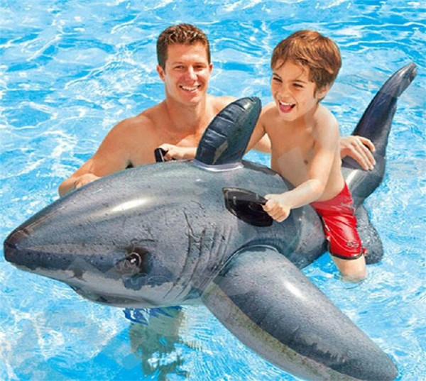White Shark Mounts Children Inflatable Mounts Water Swimming Toys Hand Handle Floated Innocuous And Harmless Plastic 27js dd