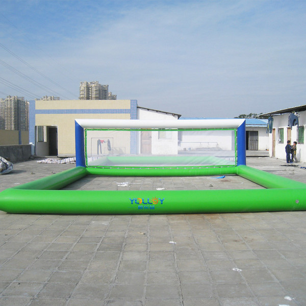 Crazy volleyball on water inflatable floating court high quality 0.9mm plato PVC tarpaulin >5 years lifespan