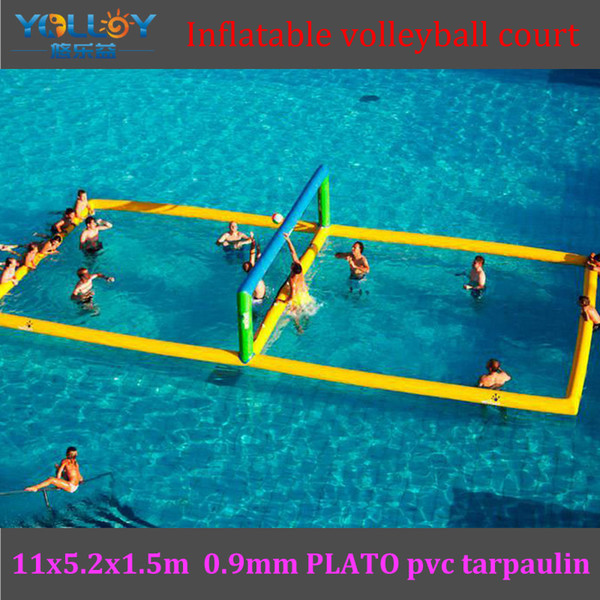 Durable Water Floating Inflatable Volleyball Court 11x5.2x1.5m in most thickness material