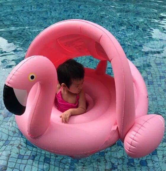 Spot wholesale ins explosions Children's flamingo shade seat Baby white swan seat baby swim ring free shipping