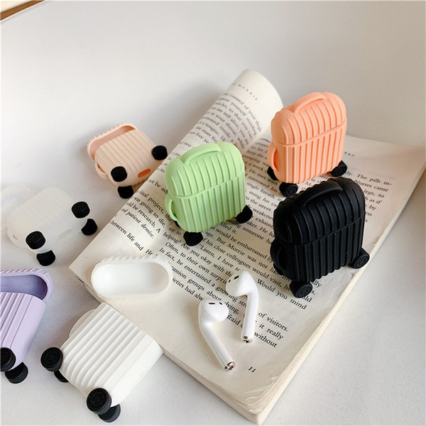 INS Luggage Box Shape Airpods Protective Shells Tide 7 Colors Storage Cases Womens/Mens Pure Color Earphone Box