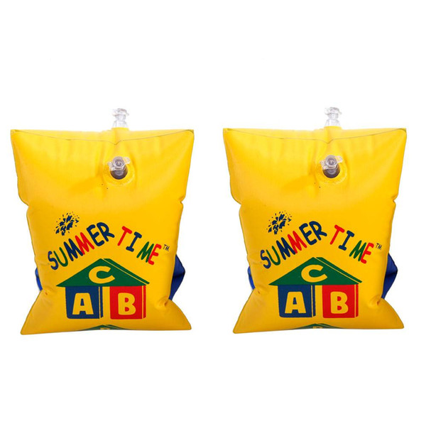 1 Pair of Inflatable Arm Bands Floatation Sleeves Water Wings Swimming Arm Floats for Children and Adults Yellow US Stock