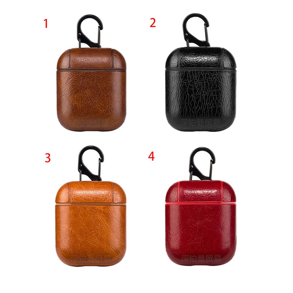 Concise Pure Color Printing PU Airpods Protective Shells Tide 4 Colors Storage Cases Womens Fashion Earphone Box INS Best Selling