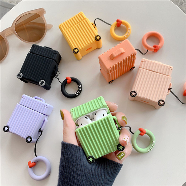 2019 Luggage Box Shape Airpods Protective Shells Tide 7 Colors Storage Cases Womens/Mens Fashion Earphone Box Ins