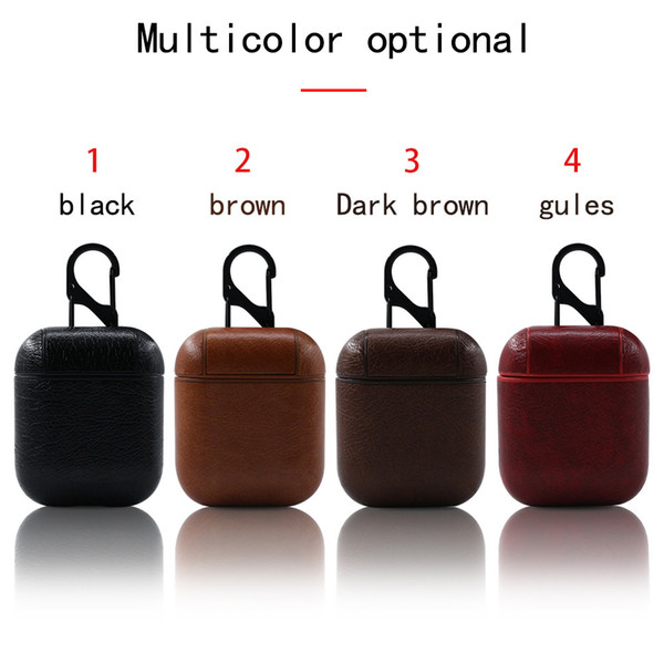 2019 Tide Pure Color Printing PU Airpods Protective Shells 4 Colors Storage Cases Womens Fashion Earphone Box INS Best Selling