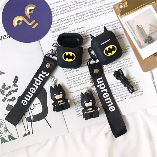 INS Best Selling Batman Printing Airpods Protective Shells Tide 2 Colors Storage Cases Womens/Mens Fashion Earphone Box