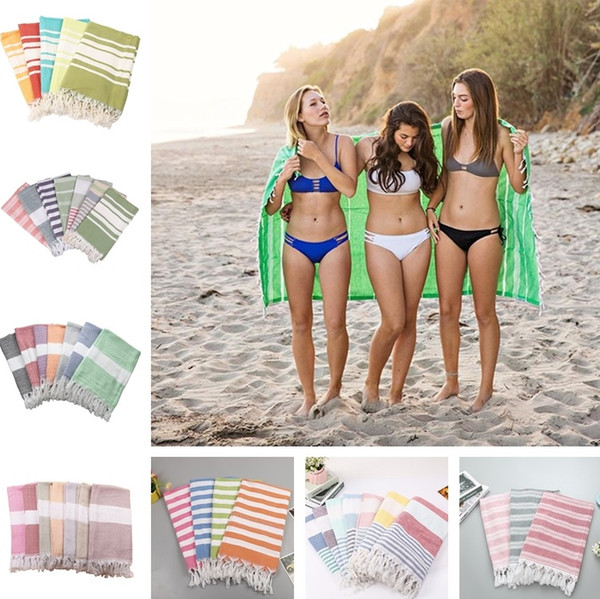 Hot Colorful Turkish towel Striped beach towels Cotton Bath Towels Gift Spa Gym Yoga Beach towel Beach accessories 100X180cm 4925
