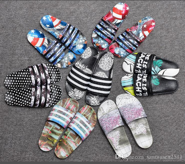 NEW Designer slipper Gear bottoms mens striped sandals causal Non-slip summer huaraches slippers flip flops slipper BEST QUALITY A