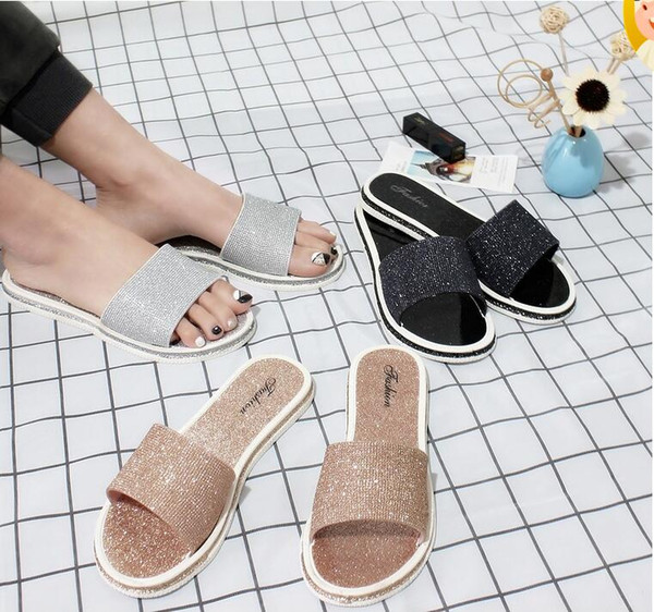 New Summer Beach Outdoor Slippers Designer Brand Trend Personality Women Sandals Luxury Flash Slip Non-slip Lightweight Beach Shoes
