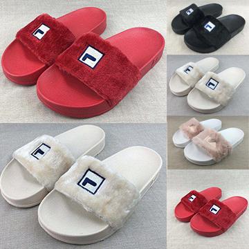 File Fashion Womens Indoor Outdoor Slippers Girls non-slip Faux Fur Sandals Cute Red Blue Pink Comfortable Beach Casual Shoes