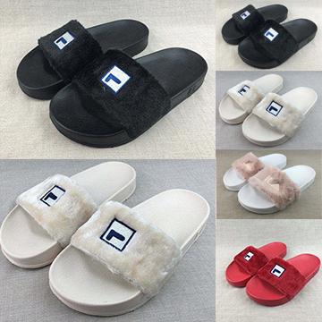 File Summer Womens Slippers Shoes Girls Ladys Cute Antiskid Trend Sandals With Red Blue Pink Faux Fur Shoes For Indoor Outdoor Beach