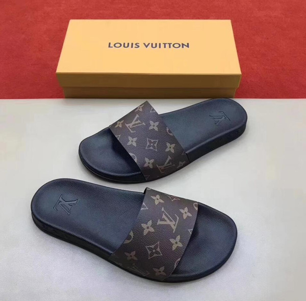 Men Slippers High Quality Brand Beach shoes Designer Men Summer Rubber Sandals Beach Slide Fashion Luxury Scuffs Slippers Indoor Shoes