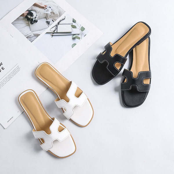 New Simple Solid H Shape Slippers Fashion Wearable Outdoor Women Slippers Classic Wild Non-slip Beach Shoes