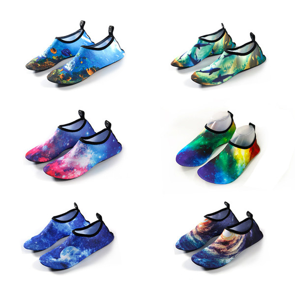 Swimming Surfing Beach Shoes Quick Drying Skin Sticking Printed Rainbow Water Shoes New Fashion Yoga Fitness Shoes