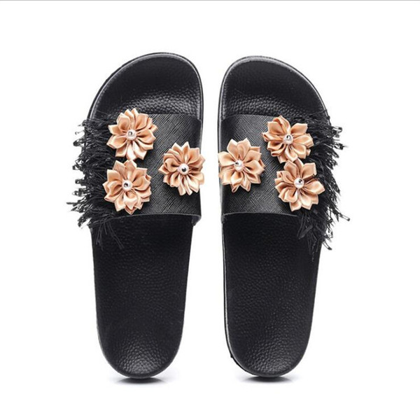 Retro Boho Flora Tassel Beach Shoes Fashion Women Personality Charm Flip Flop Summer Outdoor Casual Breathable Sandals