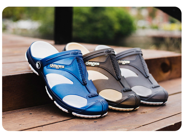 Ramialali Men Jelly Sandals Flat Heel Slippers Breathable Hole Non-slip Shoes Wading Water Sneakers Beach High Quality Aqua Shoe