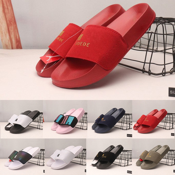 New Leadcat Suede Mens Flip Flop Designer Sandals Luxury Slides Peep Toe Slippers Summer Black White Red Beach platform Sandals