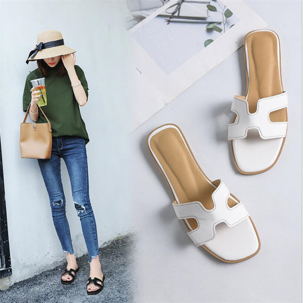 Women Summer Solid Beach Sandals INS Fashion Hollow Design Girls Slippers Outdoor High Street Female Flip Flop