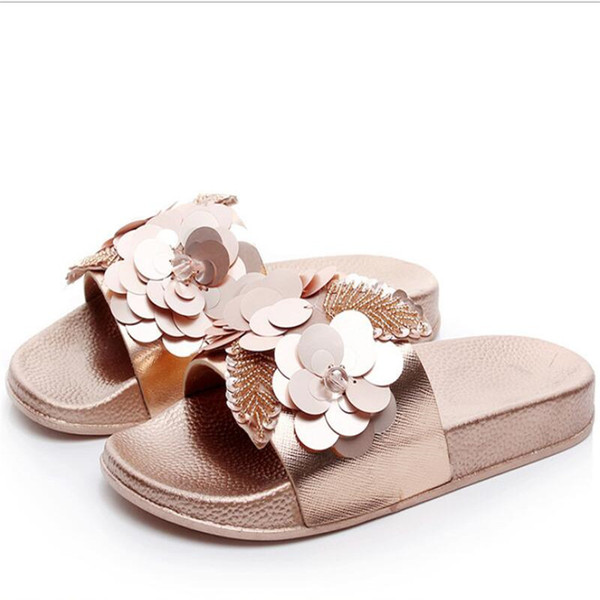 Female Imitation Pearl Sandals Fashion Non Slip Slide Women Charm Slipper Personality Summer Beach Girls Shoes