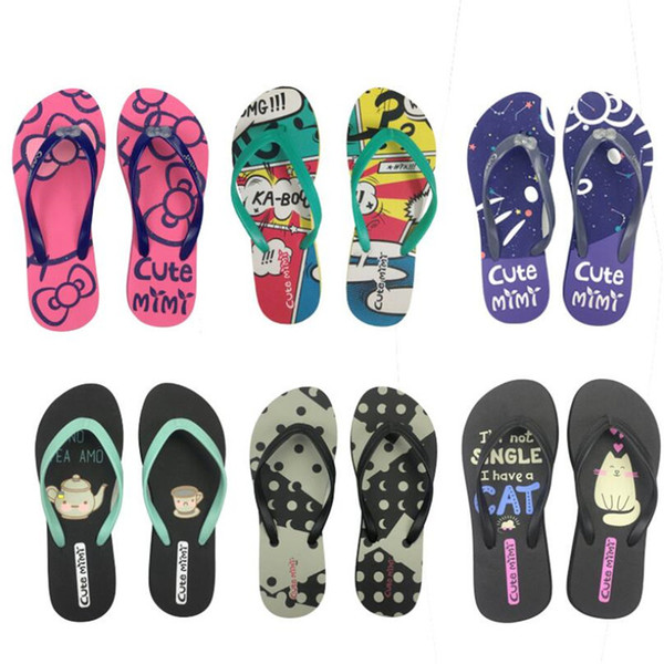 Trendy Cute Pattern Girls Beach Shoes Summer Fashion Lovers Flip Flop Shoes Personality Soft Couple Sandals