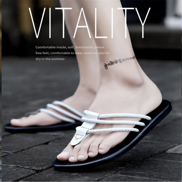 Teenagers Spring Summer Three Belts Men Slippers Fashion Wide Flat Slippery Sandals Outdoor Star Style Flip Flop