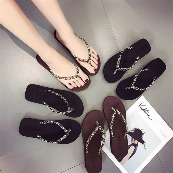 Women Summer INS Fashion Printed Belt Flip Flops Designer Non-slip Scuffs Sandals Vacation Casual Cork Slippers