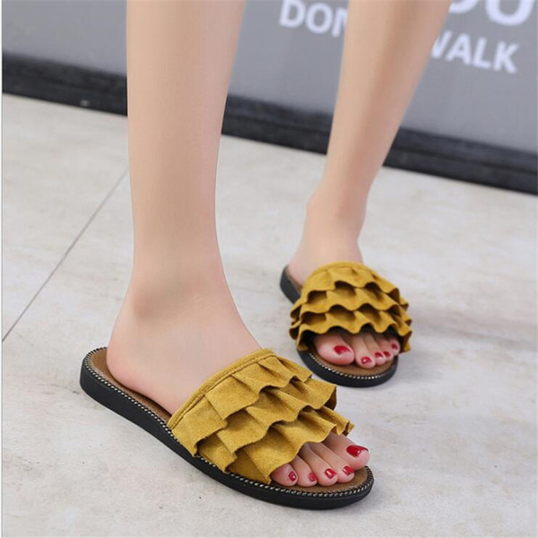 Women Fashion Fora Wave Ribbon Slippers Ladies Summer Popular Beach Non-slip Sandals Outdoor Vacation Casual Scuffs Slides Slipper