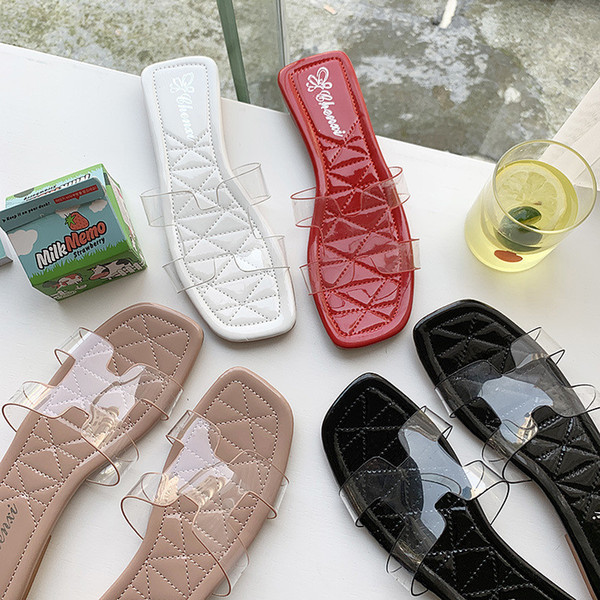 2019 New Fashion Transparent Sandals Tide Brand Casual H Shape Women Slippers Personal Designer Summer Beach Shoes