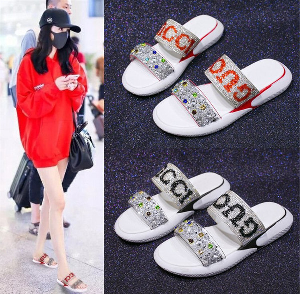 Diamond Letter Slippers Thick Bottom PU Indoor Casual Sandals Outdoor Beach Shoes Men'S and Women's Designer Slippers Hot Sale