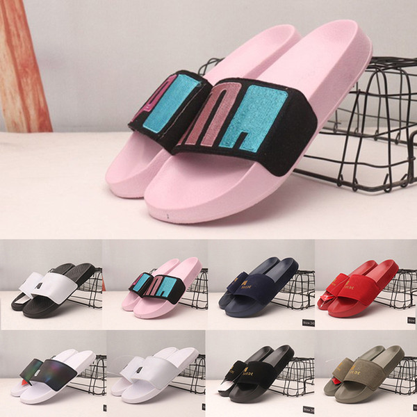 2019 Fashion Luxury Leadcat Suede Women Designer Slippers Rome Style Open Toe Sandals Male Youth Beach Slipper Outoor Summer Casual Shoes
