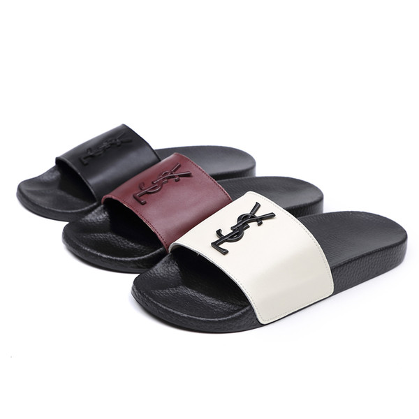 Designer Rubber slide sandal Floral brocade men slipper Gear bottoms Flip Flops women striped Beach causal slipper US5-11