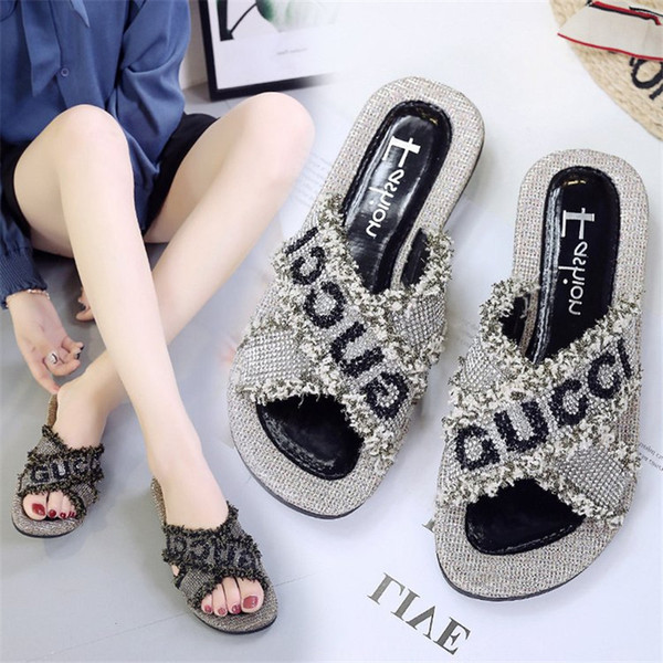 Wear-resistant Sewing Slippers Thick Bottom Rubber Indoor Casual Sandals Outdoor Beach Shoes Women's Designer Slippers Hot Sale