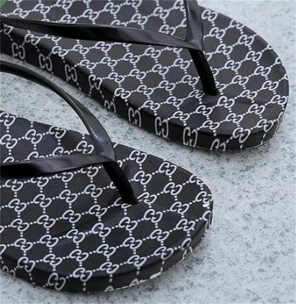 Summer Female Flip Flops Flat Plastic Slippers Fashion Wearing Baboosh Non Slip Quick Drying Digital Printing Black White 5 6sl C1