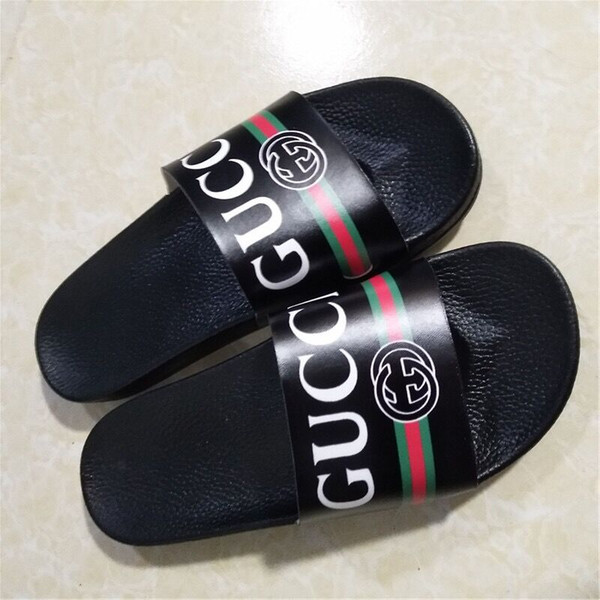 2019 Rubber slide sandal Floral brocade men Beach slipper Gear bottoms Flip Flops women striped Beach causal slipper US5-12 free shipping