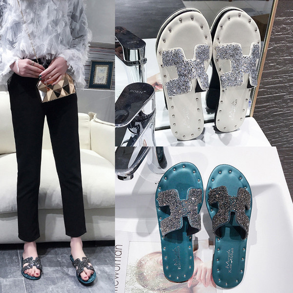 2019 new summer slippers women cut out beach sandals women slides outdoor slippers indoor slip on flip flops size