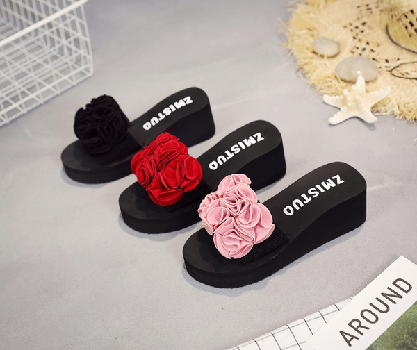 2018 Summer Woman Shoes Women Flower Summer Sandals Slipper Indoor Outdoor Flip-flops Beach Shoes Ladies Platform Slipper