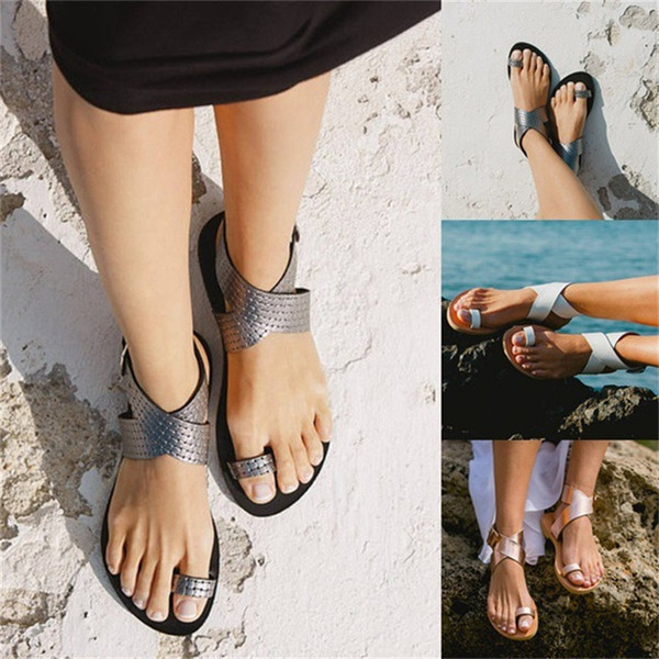 Cross Band Sandals Bright Colors Single Shoes Ladies Open Toe Flat Bottom Summer Beach Big Code 26wya f1
