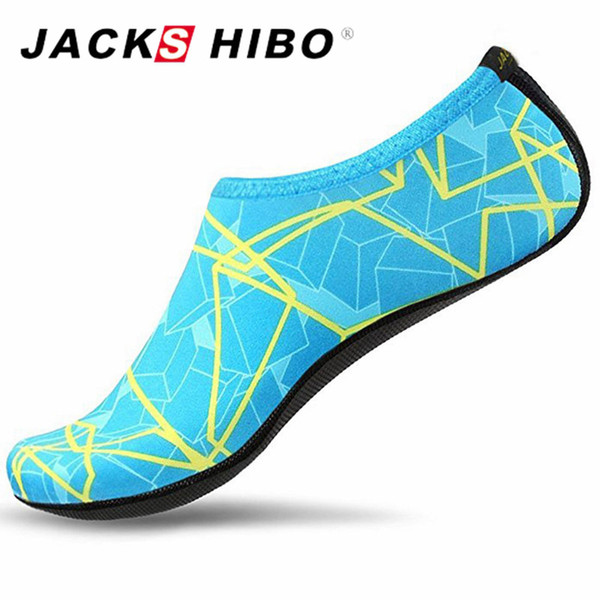 JACKSHIBO Summer Water Shoes for Women Big Plus Size Aqua Beach Shoes Woman Striped Colorful Sea Swimming zapatos de mujer