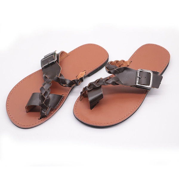 Buckle Slipper Flat Heel Flip Flops Toes Shoes Ladies Leisure Time Tape Soft Fashion Bardian Hot Sale 28hc f1