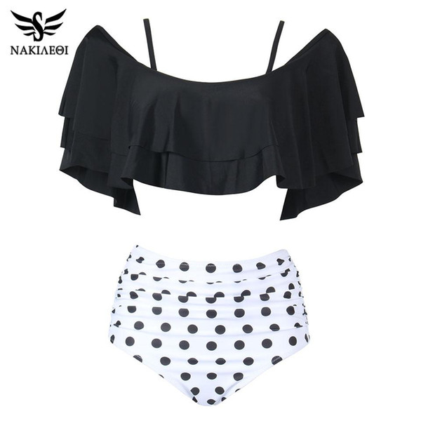 NAKIAEOI 2019 Ruffle Bikini Set May Swimsuit Women Bikini Sexy High Waist Swimwear Female Push-Up Bathing Suit Beachwear Biquini