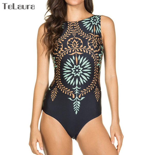2019 Sexy One Piece Swimsuit Women Swimwear Leaf Print Monokini Swim Suit High Cut Bodysuit Bathing Suit Beach Wear Female